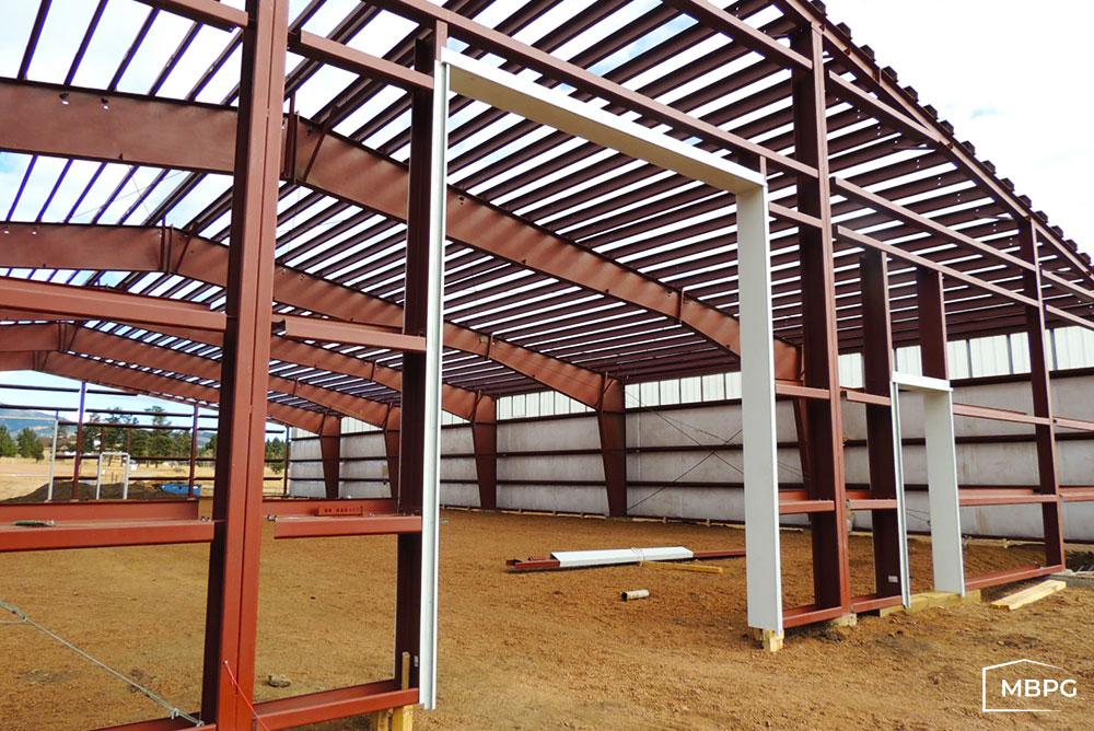 Red Iron Framed Building Steel Framed Buildings