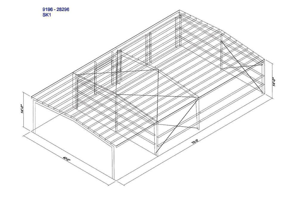 TX1764 Wire Frame Plans of a Steel Building