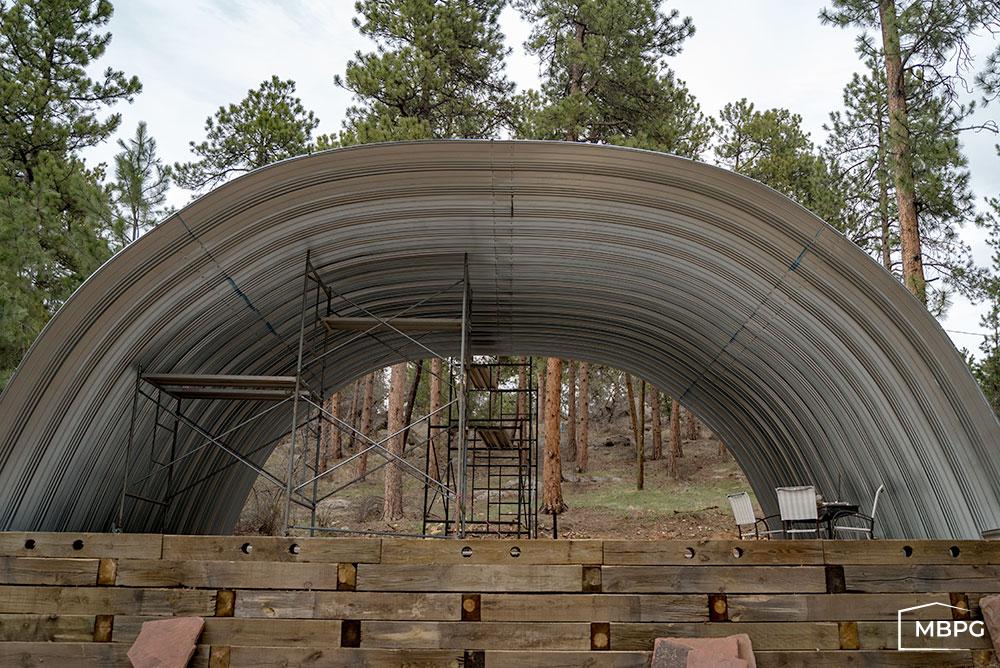 Metal Arch Building Under Construction