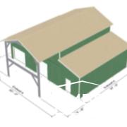 3D Rendering of a Metal Building with an Overhang