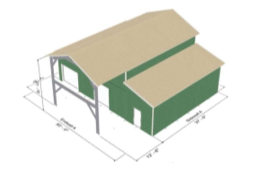 3D Rendering of a Metal Building with an Overhang