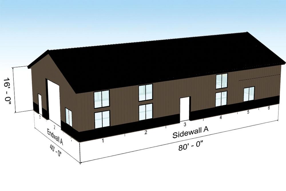 CO1805 | 3D Rendering of a Brown Metal Building 3D Rendering of a Brown Metal Building