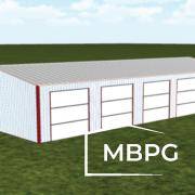 3D Rendering of a Metal Building with 4 Roll Up Doors
