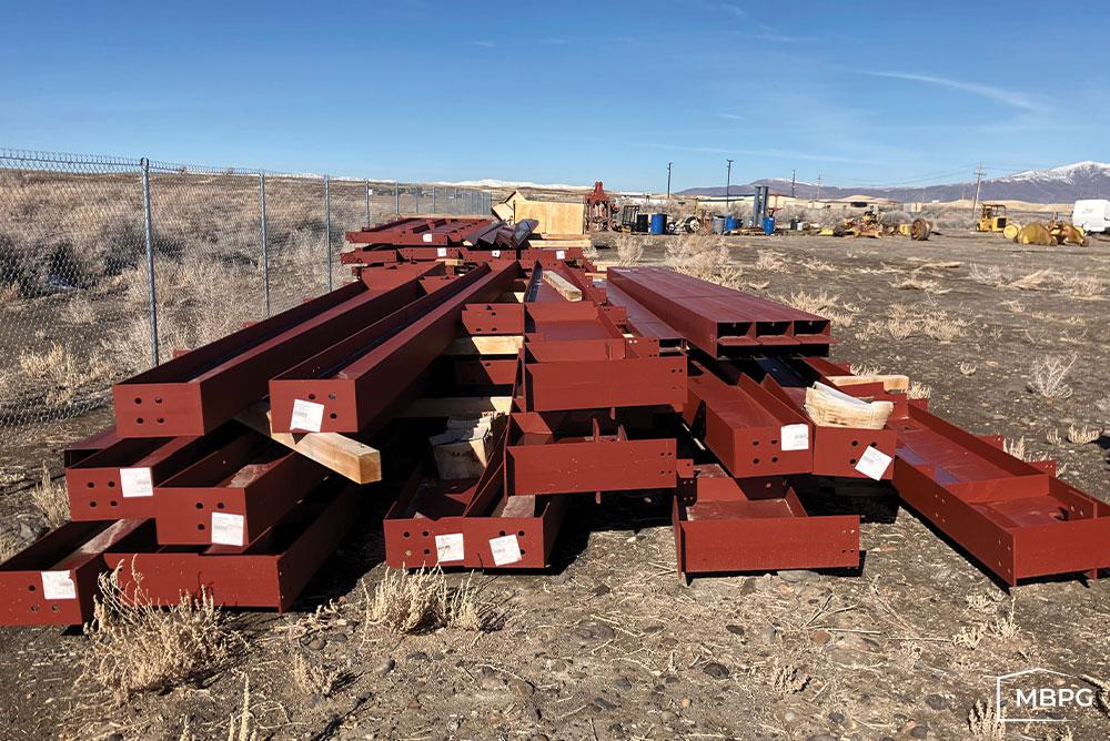 NV1788 | Red Iron Beams on the Ground Red Iron Beams on the Ground