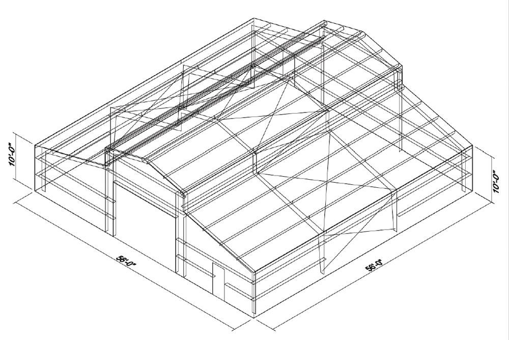 56x56 Wire Frame Plans for a Barndominium